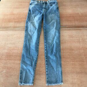 We the Free Skinny Ankle Jeans Women 26 Blue Mid Rise Raw Hem Medium Wash Preppy